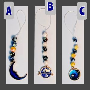 Choice Phone Strap with Beads & Enamel Moon Charm